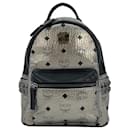 MCM Stark Backpack X - Petit sac à dos argenté avec logo métallisé imprimé