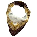 MCM Bandana Écharpe Femme Écharpe Coton Marron Clair Marron Or Crème LogoPrint