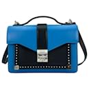 MCM Patricia Leather Nylon Shoulder Bag Crossbody Bag Blue Black Logo