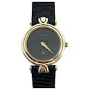 gucci 4500 L Ladies Watch Wristwatch Watch Swiss Made Black Gold Leather - Gucci