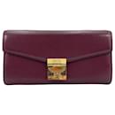 MCM Tracy Leather Purse Wallet Bag Clutch Bordeaux Red Gold Small Bag