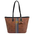 MCM Top Zip Mini Shopper Bag Bolso de hombro Bolso con asa marrón Pequeño