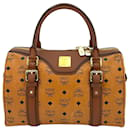 MCM handbag Boston Bag 30 Visetos bag handle bag cognac logo print