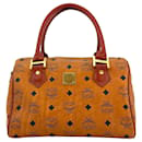 MCM Vintage Handbag Boston Bag Cognac Brown Bag Handle Bag Logo Print