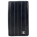 CHANEL Leather Wallet Black Case CC Silver Purse Wallet - Chanel