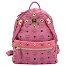 Mcm Stark Backpack 2 inch 1 Mochila pequena bolsa com estampa de logotipo rosa pochette - MCM