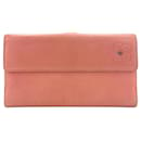 Funda billetera de cuero CHANEL billetera crema rosa rosa viejo rosa oscuro - Chanel