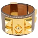 Hermes Etoupe Collier de Chien vergoldetes Armband - Hermès