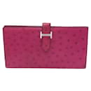 HERMES BEARN WALLET IN PINK OSTRICH LEATHER OSTRICH LEATHER WALLET - Hermès