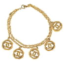 VINTAGE COLLIER CHANEL MEDAILLONS LOGO CC T40 METAL DORE MEDALLIONS NECKLACE - Chanel