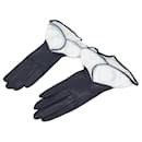 HERMES LONG TWO-TONE GLOVES IN NAVY BLUE AND WHITE LEATHER SIZE 7 GLOVES - Hermès