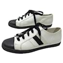 CHANEL TENNIS G SHOES26527 Sneakers 39 ECRU LEATHER BOX SNEAKERS SHOES - Chanel