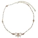 NEW CHANEL NECKLACE LOGO CC & PEARLS 53-64 CM GOLD METAL NECKLACE - Chanel