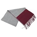 NEW HERMES SCARF WITH FRINGES IN TWO-TONE GRAY AND BORDEAUX CASHMERE SCARF - Hermès