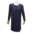 VINTAGE CHANEL SET LONG JACKET WITH CC LOGO BUTTONS TROUSERS 38 M PANTS - Chanel