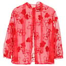 Simone Rocha Embroidered Tulle Blouse in Red Polyamide