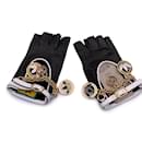Gucci Adidas Black Leather Driver Fingerless Gloves Charms Size 7.5 - Autre Marque
