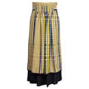Yellow and Grey Check Wool Skirt - Hermès