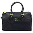 MCM Leather Handbag Boston Bag Black Gold Bag Vintage Handle Bag
