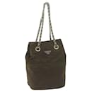 PRADA Quilted Chain Shoulder Bag Nylon Khaki Auth bs11697 - Prada