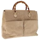 GUCCI Bamboo Hand Bag Suede 2way Beige 002 123 0322 Auth th4517 - Gucci