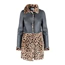 Moschino Cheap and Chic Leather Coat with Leopard Printed Fur