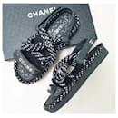 CHANEL Cord Lambskin Quilted Logo Sandals - Chanel