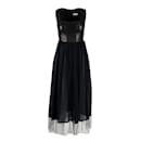 Robe corset en cuir et tulle Red Valentino
