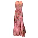 La linedJ Pink Multi Floral Printed Belted Cotton Poplin Maxi Dress - Autre Marque