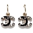 CC on hoops diamonds and pearls black gold - Chanel