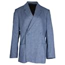 Totême Loreo Oversized Double-Breasted Mélange Blazer In Blue Cotton