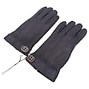 Brown Leather Unisex GG Logo Gloves Cahsmere Lining Size 9 l - Gucci