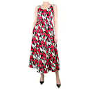 Red sleeveless floral-printed midi dress - size UK 8 - Prada