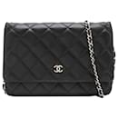 Black silver hardware vintage 1989 wallet on chain - Chanel