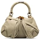 Borsa a mano in pelle Gucci White Bamboo Indy