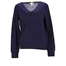 Tommy Hilfiger Womens Essential V Neck Wool Jumper in Navy Blue Wool