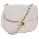 BALLY Quilted Shoulder Bag Leather White Auth bs11685 - Bally