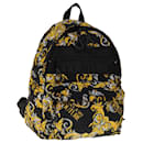 VERSACE Backpack Nylon Brown Yellow Auth bs11669 - Versace