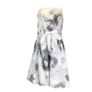 Marc Jacobs Branco / Vestido cinza de algodão sem mangas com estampa floral multicolorida