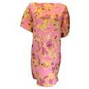 Robe en jacquard de soie métallisé multicolore Prabal Gurung rose flamboyant