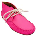 Stivaletti alla caviglia morbidi con lacci Loewe rosa neon