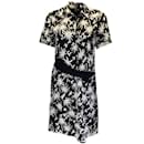 Lanvin River Black / White Printed Short Sleeved Midi Dress