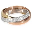 Cartier Trinity 2.9 mm Wide  Ring in 18K 3 Tone Gold 0.46 ctw