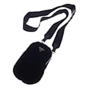 Prada Fur Phone Holder Crossbody Bag Canvas Crossbody Bag 1BP027 NO1 2EC9 in Excellent condition