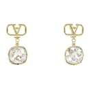 V Logo Drop Crystal Earrings - Valentino