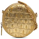 Chanel Gold Paris-New York Coco Croc Round Crossbody Bag