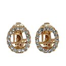 Dior Gold Rhinestone Clip-On Earrings