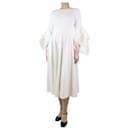 Vestido midi em crepe de seda branco com acabamento em organza - tamanho Reino Unido 8 - Roksanda
