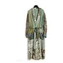 Pierre Louis Mascia OS Green Silk Maxi Kimono