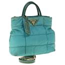Prada Hand Bag Nylon 2way Turquoise Blue Auth ac2661